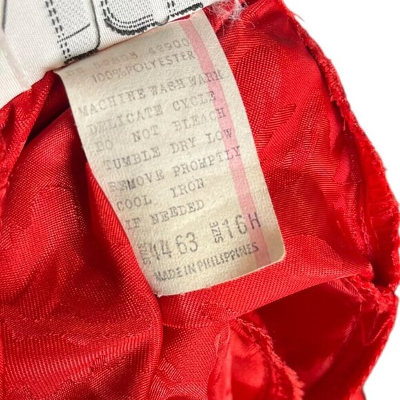 Vintage IFI Size 16 Floral Satin Midi Dress Red 80's Long Sleeve Modest Evening - Picture 6 of 6